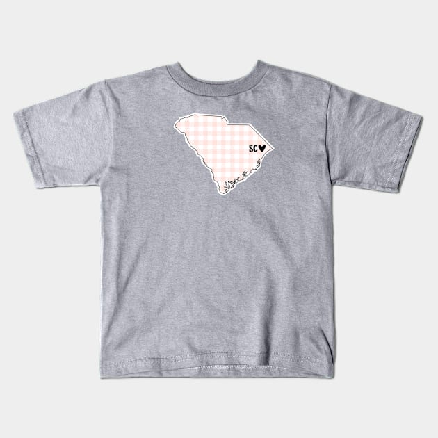 USA States: South Carolina (pink plaid) Kids T-Shirt by LetsOverThinkIt